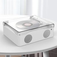 Portable CD Player, Bluetooth Music Player Dual Stereo Speakers, Transparent Dust Cover, Support CD, Headphones, (White)