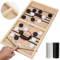 Extra Large Wooden Fast Sling Puck Game,Super Sling Hockey Table for Family Game Night & Parties,Foosball Winner String Puck Game with 20 Pucks