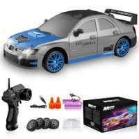 RC Drift Car 2.4GHz 1:16 Scale 4WD High Speed Remote Control Cars Vehicle with LED Lights Two Batteries and Drifting Tires Racing Sport Toy Cars,Blue