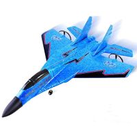 Remote Control Airplane for Kids, Radio Controlled Fighter Jet Aircraft with Automatic Balance System, Gift for Birthdays and Christmas (Blue)