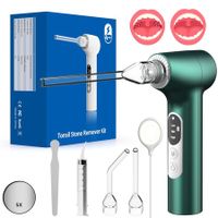 Electronic Tonsil Stone Remover Vacuum，7 in 1 Tonsil Stone Removal Kit, Fight Bad Breath, Mouth Cleaning Oral Care, Green