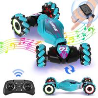 Gesture Sensing RC Stunt Car Toys for Boys Girls, 2.4GHz 4WD Hand-Controlled Remote Control Twist Car with Lights Music (Green)