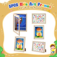 5 Pcs Art Frames Kids Craft Artwork Projects Drawings Display Family Photo Storage A4 150 Pictures Portrait Canvas Children Wall Tabletop Decor Wooden