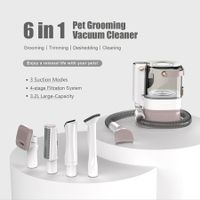 6 in 1 Pro Pet Grooming Kit with 3.2L Large Capacity for Shedding Grooming Hair Quiet Pet Grooming Tools, 6 Replaceable Tools