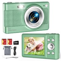 Upgrade Digital Camera,56MP FHD 1080P Camera with 16x Zoom Anti Shake,Kid Camera with 32GB TF Card,Two Batteries,Compact Small Camera  (Green)