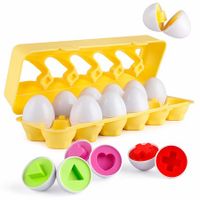 Matching Eggs 12 pcs Set Color and Shape Recoginition Sorter Puzzle for Easter Travel Game Early Learning Educational Fine Motor Skill Gift Age3+