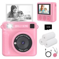 Kids Camera Instant Print,HD Digital Video,32GB SD Card,Portable Toy for Girls Boys Age 3+,Christmas Birthday Gifts (Pink)