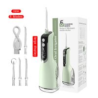 Oral Irrigator for Teeth Cleaner, 5 Modes and 4 Jet Tips, IPX7 Waterproof,300ML Detachable Water Tank for Home and Travel (Green)