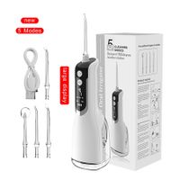 Oral Irrigator for Teeth Cleaner, 5 Modes and 4 Jet Tips, IPX7 Waterproof,300ML Detachable Water Tank for Home and Travel (White)