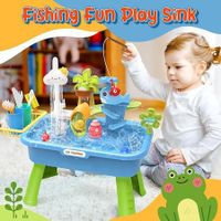 Fishing Game Water Table Kids Fun play Sink Electric Pool Toys Children Role Pond Outdoor Backyard Activity Blue