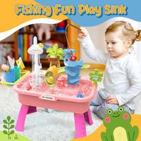 Fishing Game Water Table Kids Fun play Sink Electric Pool Toys Children Role Pond Outdoor Backyard Activity Pink