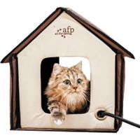 Large Heated Cat dog House, Waterproof Outdoor Cat Shelter for Winter with Thermostatic Heating Pad