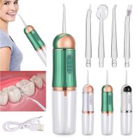 Cordless Water Flosser Pick for Teeth, Portable Electric Rechargeable Oral Irrigator for Home or Travelling with 3 Modes 4 Jets, Green