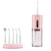 Water Flosser for Teeth Cordless, Oral Irrigator, Rechargeable Dental Water Jet with 280ML Water Tank and 5 Jet Tips for Travel Home (Pink)