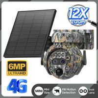 6MP 4G Solar Powered Camera 12X Zoom Outdoor 360° View Animal Monitoring Solar Battery Hunting PTZ Cameras