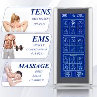 TENS EMS Machine Electric Muscle Stimulator Massager Portable Neck Nerve Back Knee Massage Device Rechargeable Professional Unit 36 Modes With Big Screen