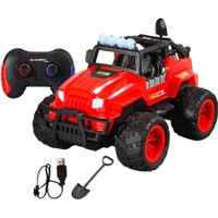 Remote Control Car for Girls, RC Jeep with LED Light & Rechargeable Batteries,2.4 GHZ Truck Toy, Car Toys Gifts for Girls (Red)