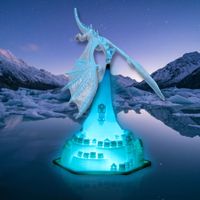 3D Printed Fire Breathing Dragon Night Light LED Moon Lamp for Bedroom, USB Rechargeable Dragon Christmas Night Light for Kids Gifts (Blue)