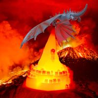 3D Printed Fire Breathing Dragon Night Light LED Moon Lamp for Bedroom, USB Rechargeable Dragon Christmas Night Light for Kids Gifts (Red)