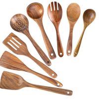 8 Piece Wooden Spoons for Cooking, Smooth Wooden Utensils for Cooking, Non-Stick Wooden Cooking Utensils