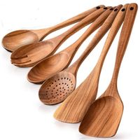 6 Piece Wooden Spoons for Cooking, Smooth Finish Teak Wooden Utensils for Cooking, Non-Stick Wooden Cooking Utensils, Wooden Spoon Sets