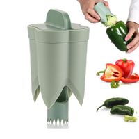 Pepper Seed Corer Remover, 2 in 1 Bell Pepper Cutter Pepper Porer Seed Remover Tool for Vegetables Kitchen Gadget