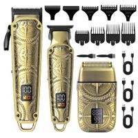 Professional Hair Clippers 3 in 1 Hair Trimmer Beard Trimmer Electric Shavers Razor for Men Cordless Beard Grooming Set LCD Display