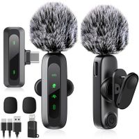 Wireless Lavalier Microphone for Android,iPhone 15/16 with Noise Cancelling,Lapel Podcast Microphone for Tiktok Content Creator Video Recording