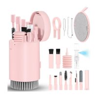 20 in 1 Multifunctional Cleaner Kit for Electronic Devices, Keyboard Cleaning Brush, Multi-Tool for Cleaning Laptop, Keyboard, Earbuds (Pink)