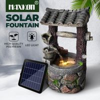 Solar Water Feature Fountain Pump with Panel Battery Led Lights Cascading Landscape Bird Bath Pool Fish Pond Indoor Outdoor Garden Yard Decoration