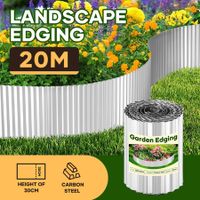 Garden Bed Edging Landscape Edge 20mx30cm Lawn Border Flower Plant Grass Path Fence DIY Flexible Corrugated Carbon Steel UV Resistant Roll Kit