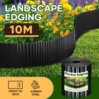 Garden Bed Edging Landscape Edge 10mx30cm Lawn Border Flower Plant Grass Path Fence DIY Flexible Corrugated UV Resistant Carbon Steel Roll Kit