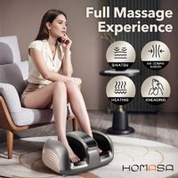 Foot Massager Machine Leg Calf Arm Electric Shiatsu Kneading Massage Device Home Portable with Heat LCD Timer LED Adjustable Bracket