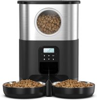 Automatic Cat Feeders for Two Cats,Pet Feeder for Cats and Dogs Timed Feeder Dry Food Dispenser-Black