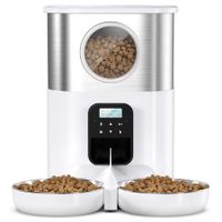 Automatic Cat Feeders for Two Cats,Pet Feeder for Cats and Dogs Timed Feeder Dry Food Dispenser-White