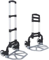 Professional Heavy-Duty 70kgs Capacity Aluminum Folding Hand Truck/Luggage Cart With Adjustable Handle, Folding Away Wheels, And Bungee Cord