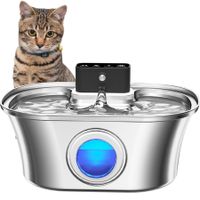 Wireless Cat Water Fountain Stainless Steel,3.2L Pet Fountain Battery Operated with Motion Sensorfor Drinking Multi-Filtration