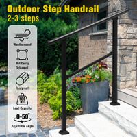 Stair Handrails Outdoor Steps Rail 2-3 Step Staircase Safety Railings Fence Indoor Concrete Balcony Porch Deck 97x102.5cm