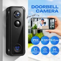 Video Doorbell Camera Wireless Smart WiFi Security Door Bell 2K HD Motion Sensor Chime Night Vision Two Way Audio Cloud Storage Rechargeable Battery