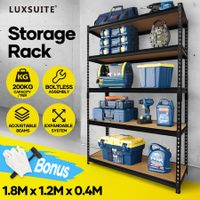 Luxsuite Metal Shelving Storage Shelves Rack Pallet Racking 5 Shelf Adjustable Organiser for Garage Warehouse Home Kitchen Laundry Bathroom