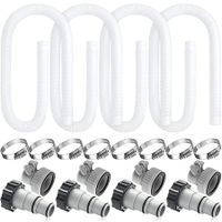 Replacement kit for Above Ground Pools with 8 Pcs Clamps and 4 Replacement Hose Adapter 1.25 Inch Diameter 59 Inch Length Pool Pump Replacement Hose (White)