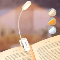 9 LED Rechargeable Book Light for Reading in Bed, Eye Caring 3 Color Temperatures for Book Lovers, White