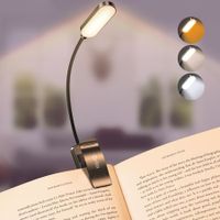 9 LED Rechargeable Book Light for Reading in Bed, Eye Caring 3 Color Temperatures for Book Lovers, Black