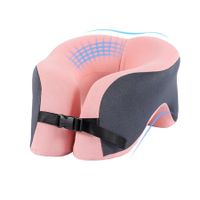 Memory Foam Travel Neck Pillow, Airplane Travel Neck Pillow, 360 Degree Comfort and Breath Neck Pillow, Stowable U-Shaped Pillow (Pink)