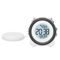 Alarm Clock, Loud Digital Bell, Double Alarm, Snooze Function, LED, Backlight, LCD Digital Display, Battery Operated, Tabletop Clock (White)