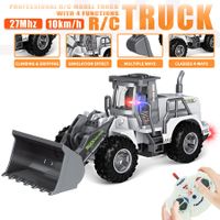 Remote Control Excavator Toy with Light,1/30 Scale RC Excavator,4 Channel 27MHz RC Construction Toys Vehicles,Digger Trucks,Gifts for Boys Girls