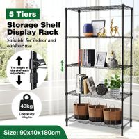 5 Tier Plant Stand Corner Flower Pot Shelf Metal Shelving Unit Bookshelf Storage Rack Tall Display Organizer Garden Planter Holder Heavy Duty Black