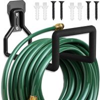 Hose Holder Wall Mount, Metal Garden Hose Holder - Heavy Duty Water Hose Holder, Hose Reel Holds Up to 150Ft, Durable Hooks for Garage Outside