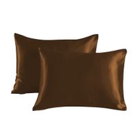 Satin Pillowcase Set of 2 Silk Pillow Cases for Hair and Skin Satin Pillow Covers 2 Pack with Envelope Closure (51*76cm Coffee)