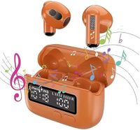 Wireless Earbuds Earphone , Retro ENC Noise Reduction Stereo Sound 5.2 with LED Power Display, For Sports Game (Orange)